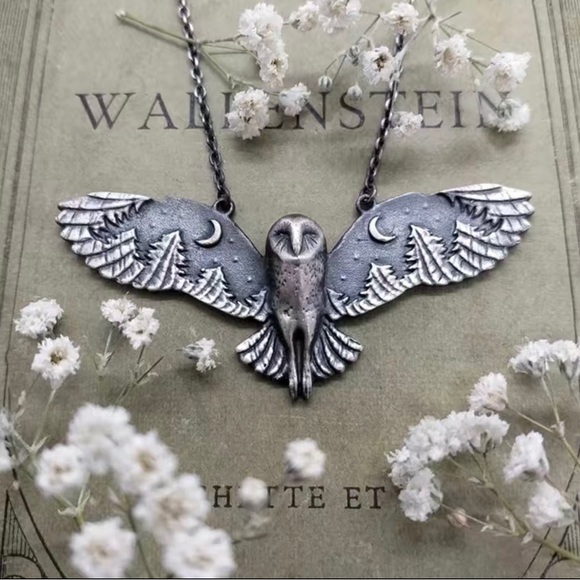 Vintage Silver Owl Pendant Necklace - Picture 1 of 5